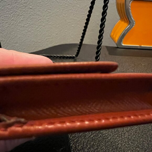 Prada Saffiano Leather Card Holder Wallet on Chain Brown Gold Logo Made in Italy - Picture 8 of 8